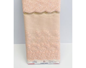 Bolt of Pink/Peach Organza? Embroidered Trim