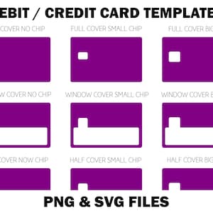 Modèle de skin de carte de crédit, autocollant de carte de crédit, carte de débit modèle svg, svg de couverture de carte pour cricut PNG