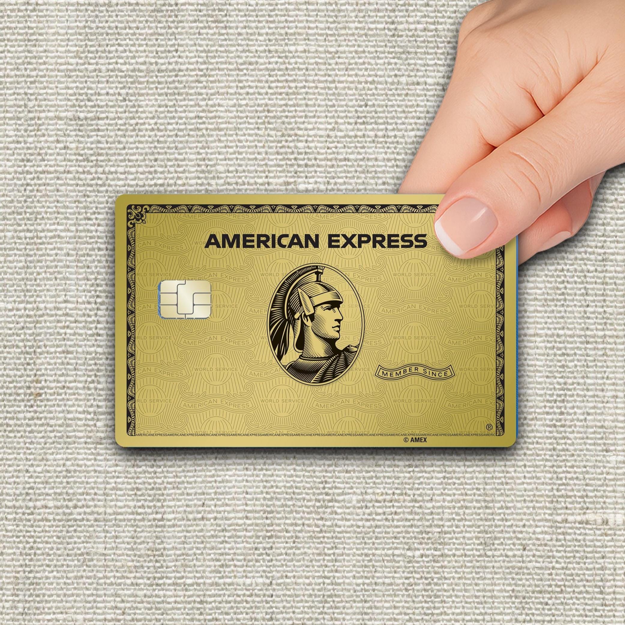 Holographic Gold American Express Card Skin | Credit Card Vinyl Decal | AMEX Parody Sticker | Gloss Finish | Chip-Compatible Card Wrap