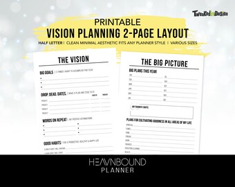Visieplanning Verspreiding | 2-pagina-indeling voor jaarplannen | Afdrukbaar | Halve brief