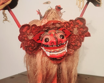 Vintage Hand Carved Wooden Barong Statue