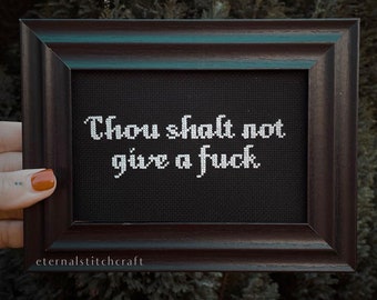 FRAMED PRINT - Thou Shalt Not, Gothic, Goth, Emo, Grunge, Witch, Humour, Snarky, Sweary, Funny, Dark Humour, Home Decor, Gift Ideas