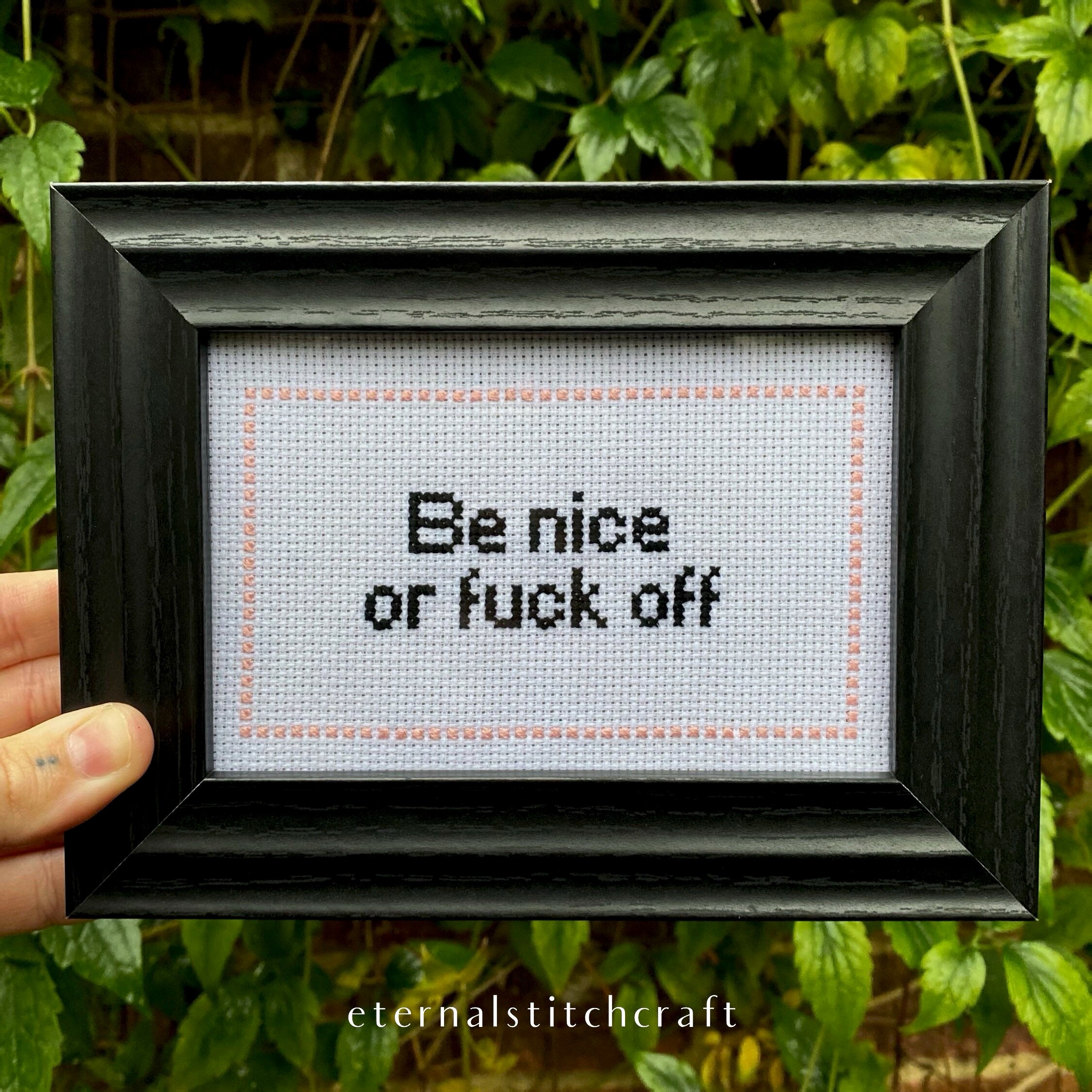 Be Nice Or Fuck Off Cross Stitch, Snarky, Funny, Sassy, Gift Ideas, New Home, Home Decor, Gothic Decor, Goth, Emo, Witch, Wall Art