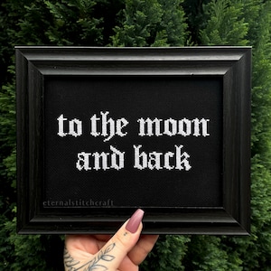To The Moon And Back Framed Cross Stitch Goth Gothic Emo Vintage Cute Love Wedding Anniversary Gifts