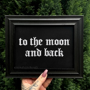 FRAMED PRINT | To The Moon And Back Framed Cross Stitch Goth Gothic Emo Vintage Cute Love Wedding Anniversary Gifts