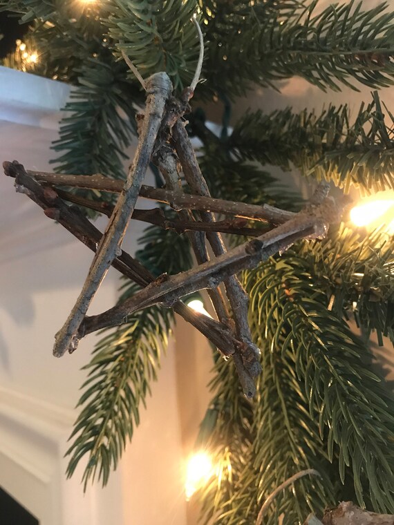 Set Of 3 Twig Star Ornaments Etsy