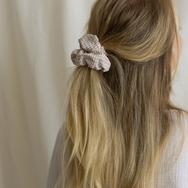 Scrunchie - Beige kariert