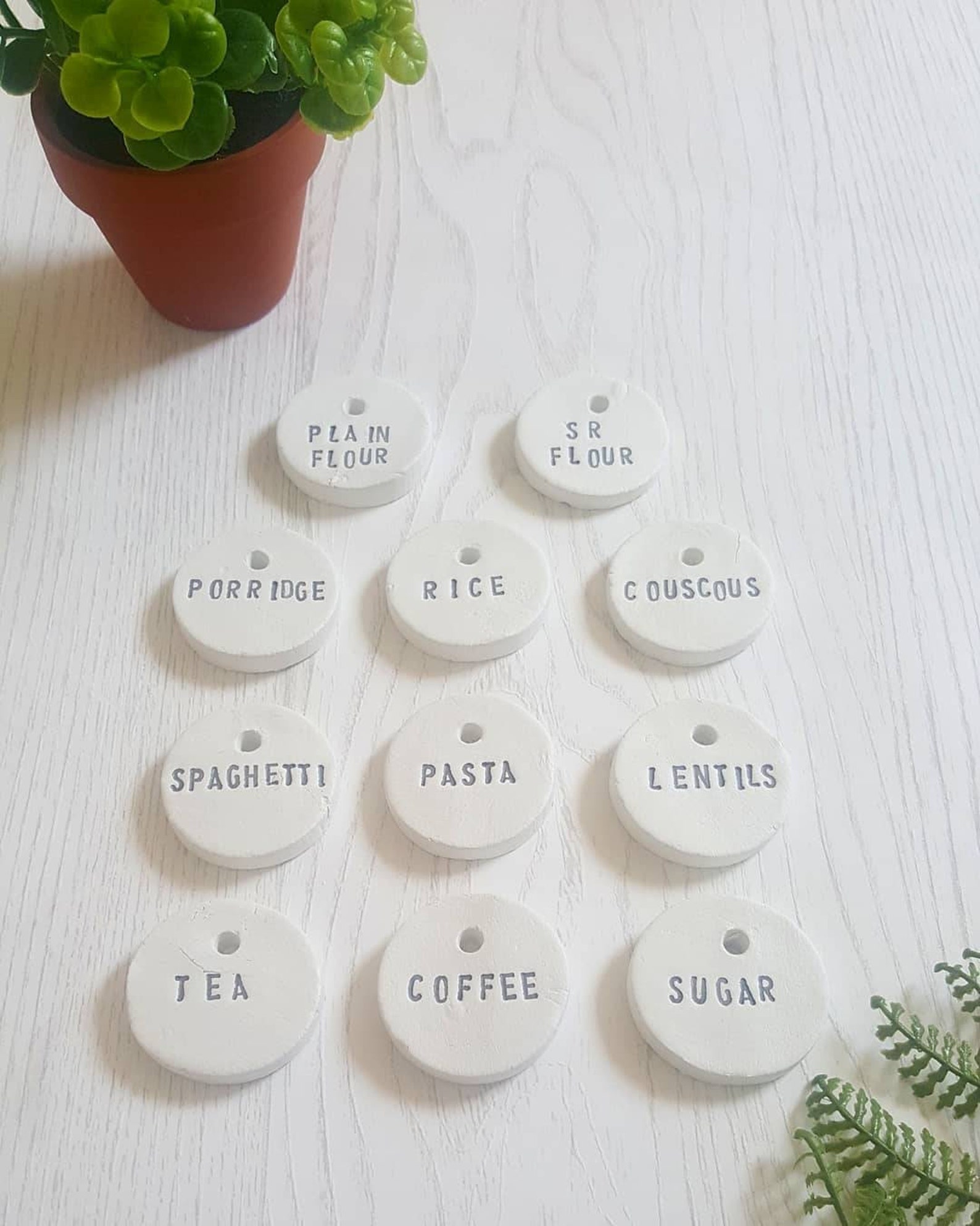 Clay Kitchen Tags, Food Labels, Food Tags, Pantry Labels, Kitchen Jars ...