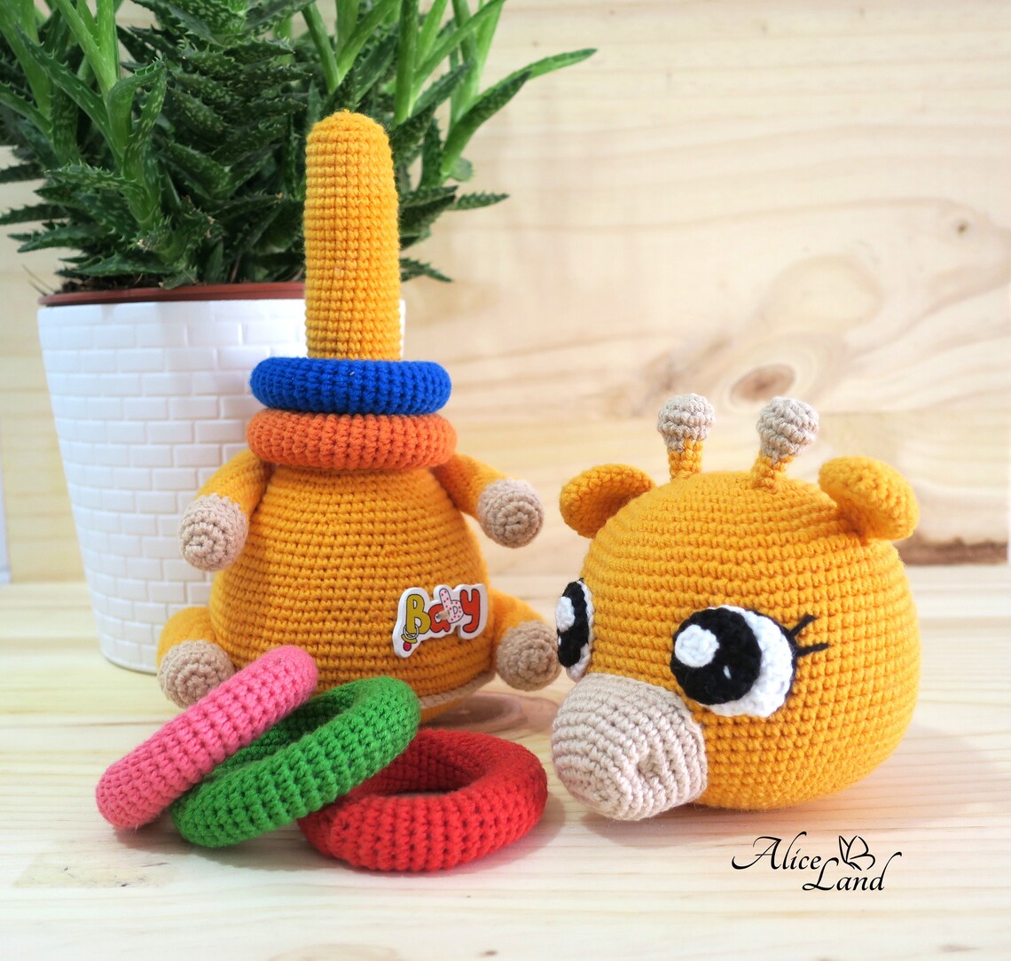 Giraffe Stacking Rings Toy Crochet Giraffe Amigurumi Safari Etsy