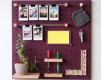 Pegboard 48x48 cm - Modular wall shelf for bedroom and office - Purple