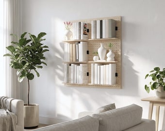 Tablero de madera perforado - Estantería modular de diseño - Talla L