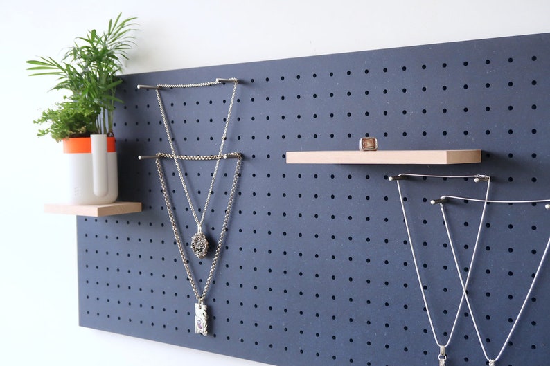 Pegboard 96x48 cm with 3D carving Modular wall shelf for kitchen and living room Blue image 3