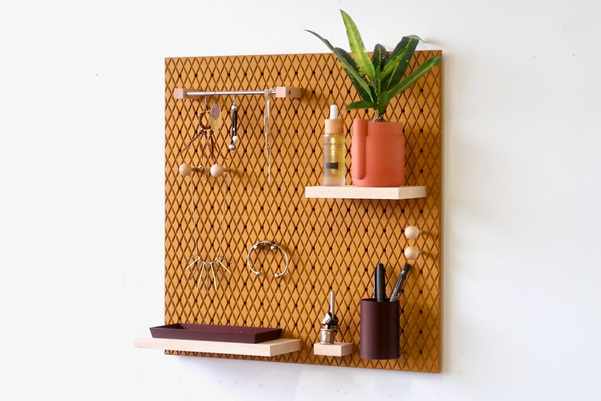 Pegboard 48x48 cm Motif 3D - Etagère Décorative Pour Le Salle à Manger ou La Salon Valchromat Jaune 