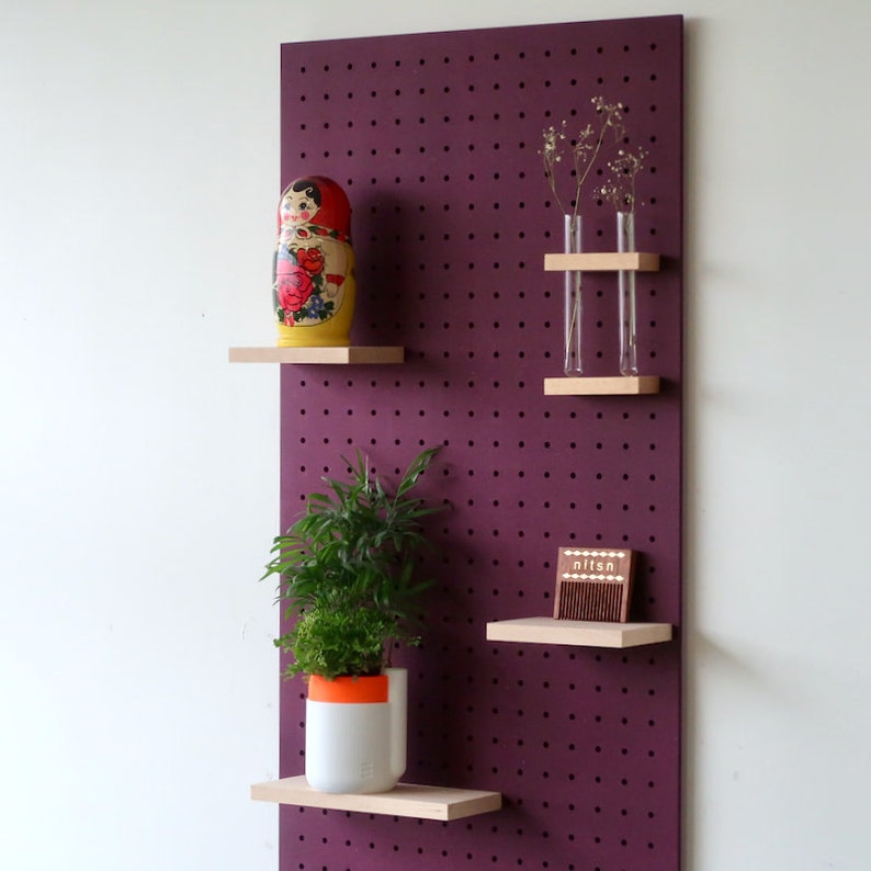 Pegboard 96x48 cm minimalist design shelf for living room and home decoration Purple image 6