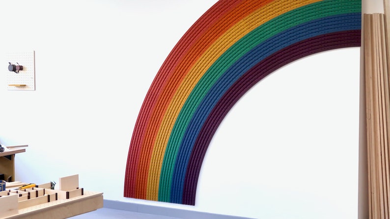 Giant rainbow pegboard colourful wall shelf image 2