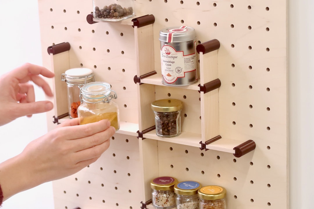 Wall Mounted Spice Rack for Pegboard Kitchen Storage Etsy
