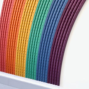 Giant rainbow pegboard colourful wall shelf image 6