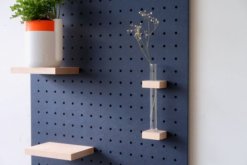 Pegboard 96x48 cm with 3D carving Modular wall shelf for kitchen and living room Blue image 7