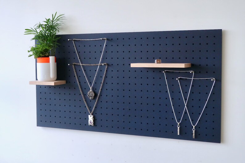 Pegboard 96x48 cm with 3D carving Modular wall shelf for kitchen and living room Blue image 4