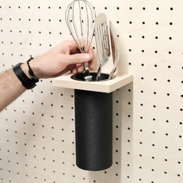 Pot à Ustensiles pour Pegboard - Accessoire pour la Cuisine, Salle de Bain, Rangement de Bureau