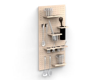 Kit Panneau Perforé Pegboard + Accessoires pour Cuisine - Taille M