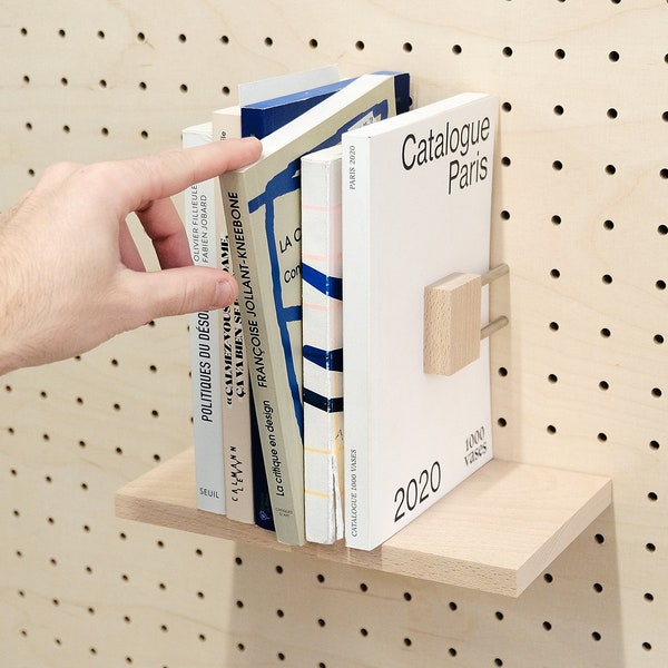 Serre-livres pour Etagère Murale - Accessoire pour Pegboard - Bibliothèque Murale