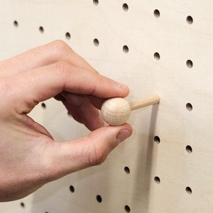 Wooden peg hook with ball - Pegboard accessory