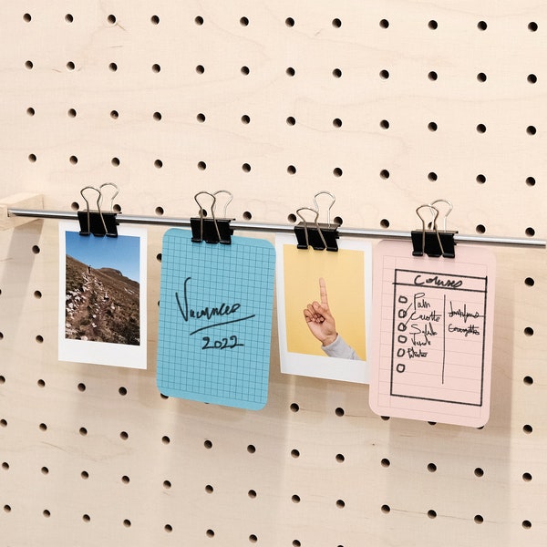 Photo Holders and Accessories for Pegboard - Wall Mounted Photo Holder System - Modular Wall Shelf Accessory