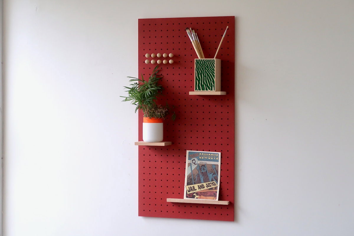 Pegboard 96x48 cm - Rangement Modulaire Design Cuisine et Salle à Manger Valchromat Rouge