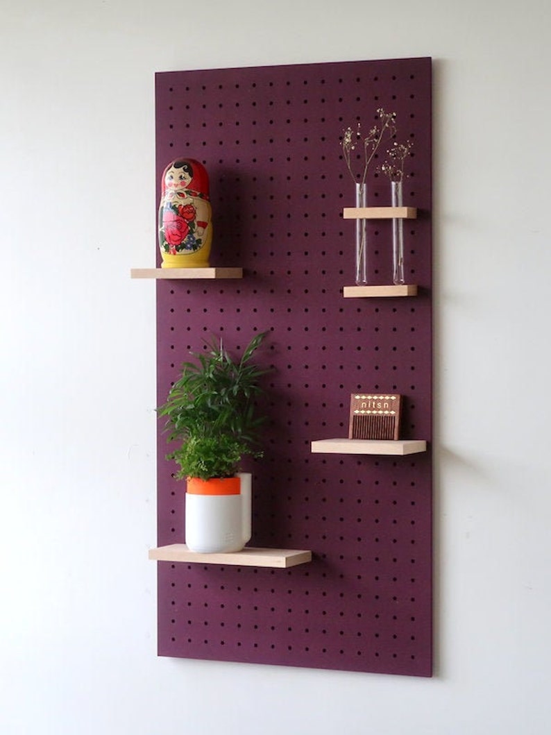 Pegboard 96x48 cm minimalist design shelf for living room and home decoration Purple image 1