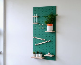 Pegboard 96x48 cm - Decorative and practical wooden shelf - living room, bedroom, office - Green