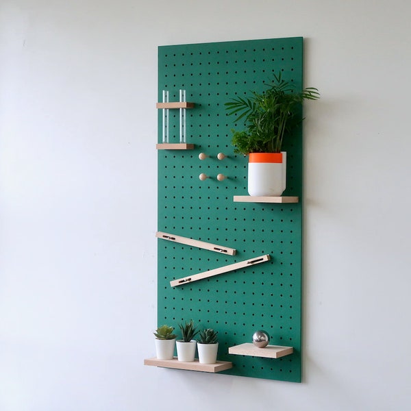 Pegboard panneau perforé 96x48 cm - Etagère déco et pratique pour bureau et salon - Valchromat Vert