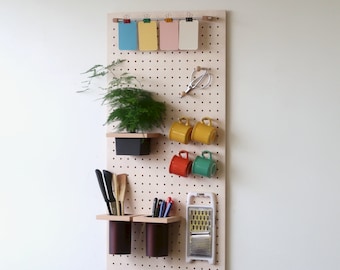 Birch Pegboard 96x48 cm - Wall Shelf for the home - a Bookcase that fits in your living room, office, hall