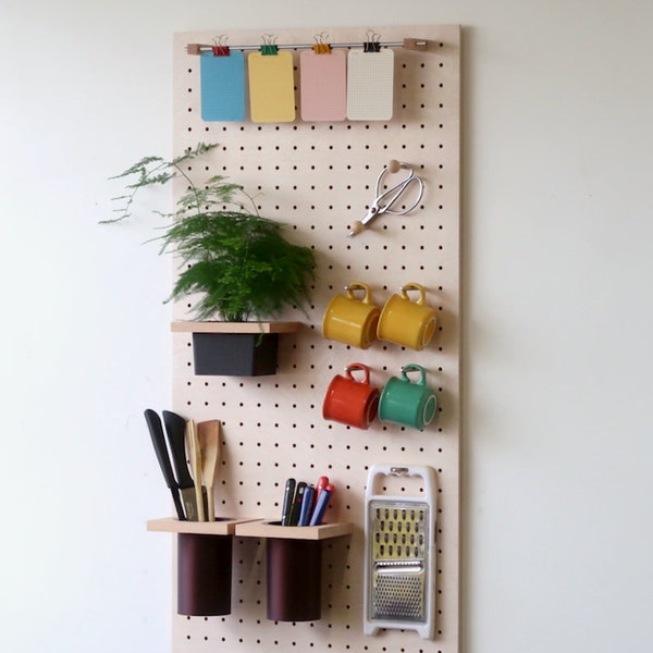 Birch Pegboard 96x48 cm - Wall Shelf for the home - a Bookcase that fits in your living room, office, hall