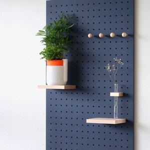 Pegboard 96x48 cm with 3D carving Modular wall shelf for kitchen and living room Blue image 6