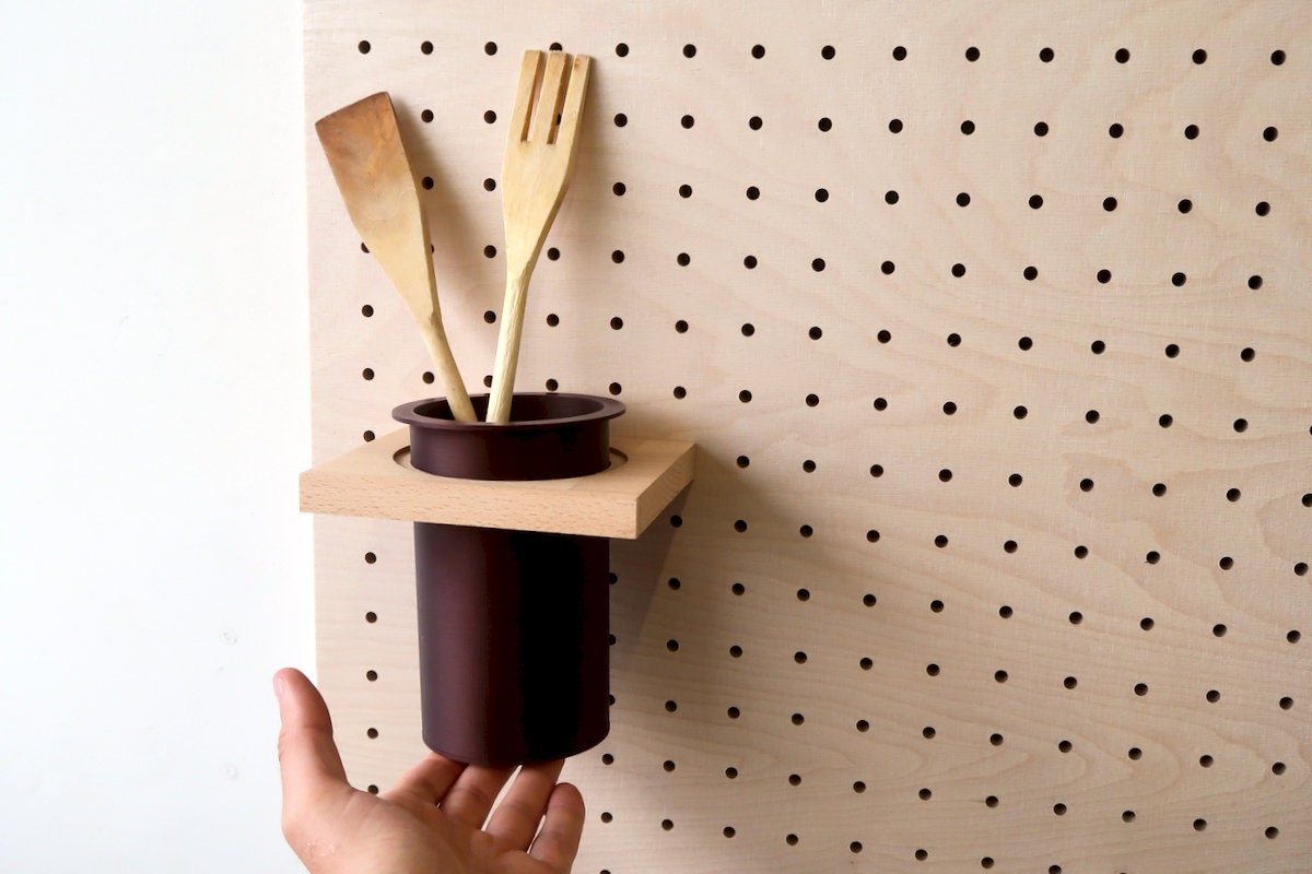 Pot à Ustensiles Pour Pegboard - Accessoire La Cuisine, Salle de Bain, Rangement Bureau