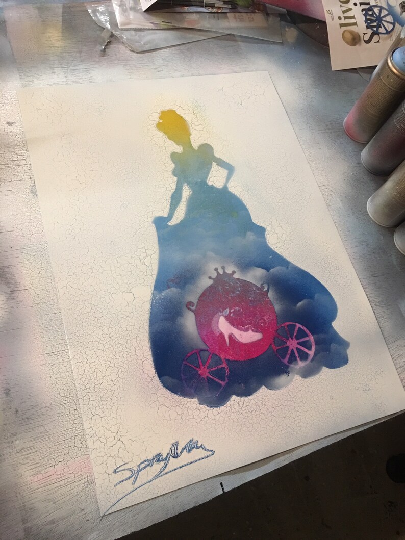 Cendrillon Spray Paint Art Disney Etsy