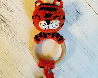 Tiger Rattle Teething Ring