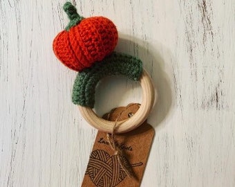 Pumpkin Rattle Teething Ring