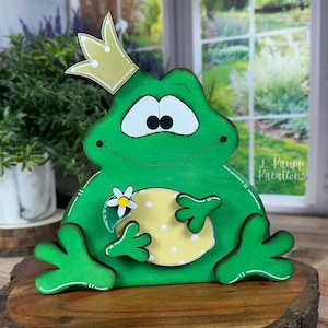 Whimsical Frog Decoration, Lemon Shelf Sitter for Summer Vibes