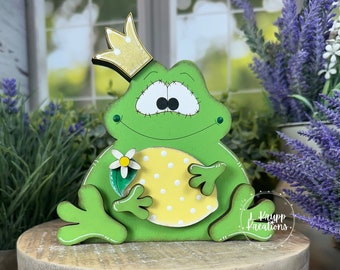 Whimsical Frog Decoration, Lemon Shelf Sitter for Summer Vibes