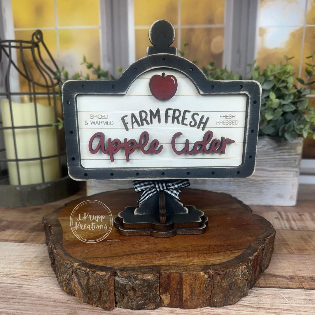 Rustic Apple Cider Mini Wood Sign Set: Farmhouse Fall Tiered Tray Decor ...