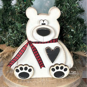 Handcrafted Wooden Polar Bear Shelf Sitters - Arctic Animal Decor for Home or Office