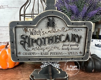 Charming Halloween Table Sign Insert for Your Farmhouse Decor Witch’s Apothecary Sign