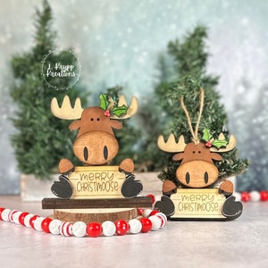 Rustic Moose Shelf Sitter - Wood Christmas Decoration