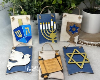 Rustic Hanukkah Gift Tags, Farmhouse Hanukkah, Hanukkah Gift Tags, Hanukkah Ornaments, Large Gift Tags, Wooden Gift Tags