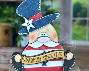 Hand-Painted Wooden Uncle Sam Decor: Rustic 4th of July Americana