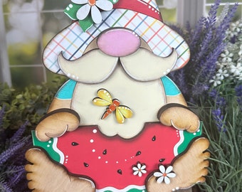 Whimsical Summer Gnome Watermelon Decor