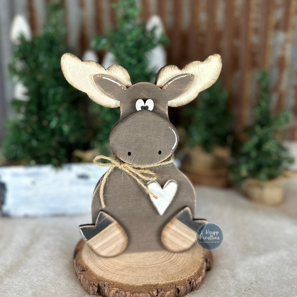 Cabin Decor, Moose Decor, Wood Moose, Rustic Woodland Animals, Cabin Woodland Decor, Woodland Animal Shelf Sitters, Rustic Moose