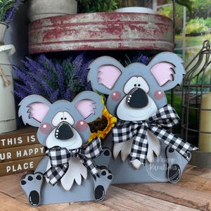 Handcrafted Rustic Wooden Koala Shelf Sitter - Charming Australian Wildlife Accent